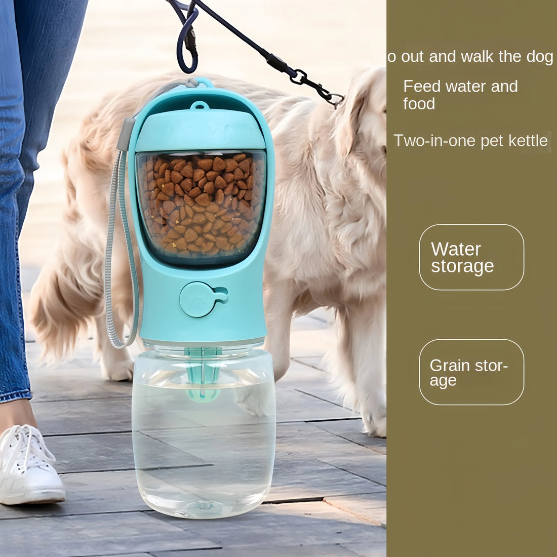 2-in-1 Pet Travel Bottle – Water and Food Container for Dogs and Cats